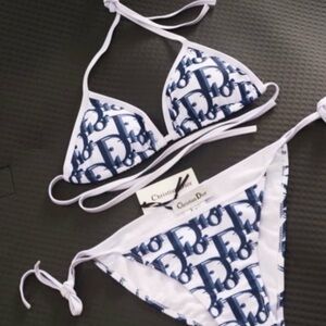 Dior Blue and White Bikini Set